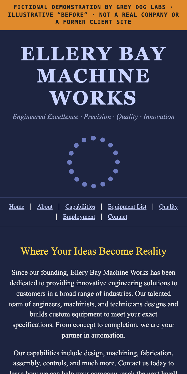 Mobile view of the fictional before page