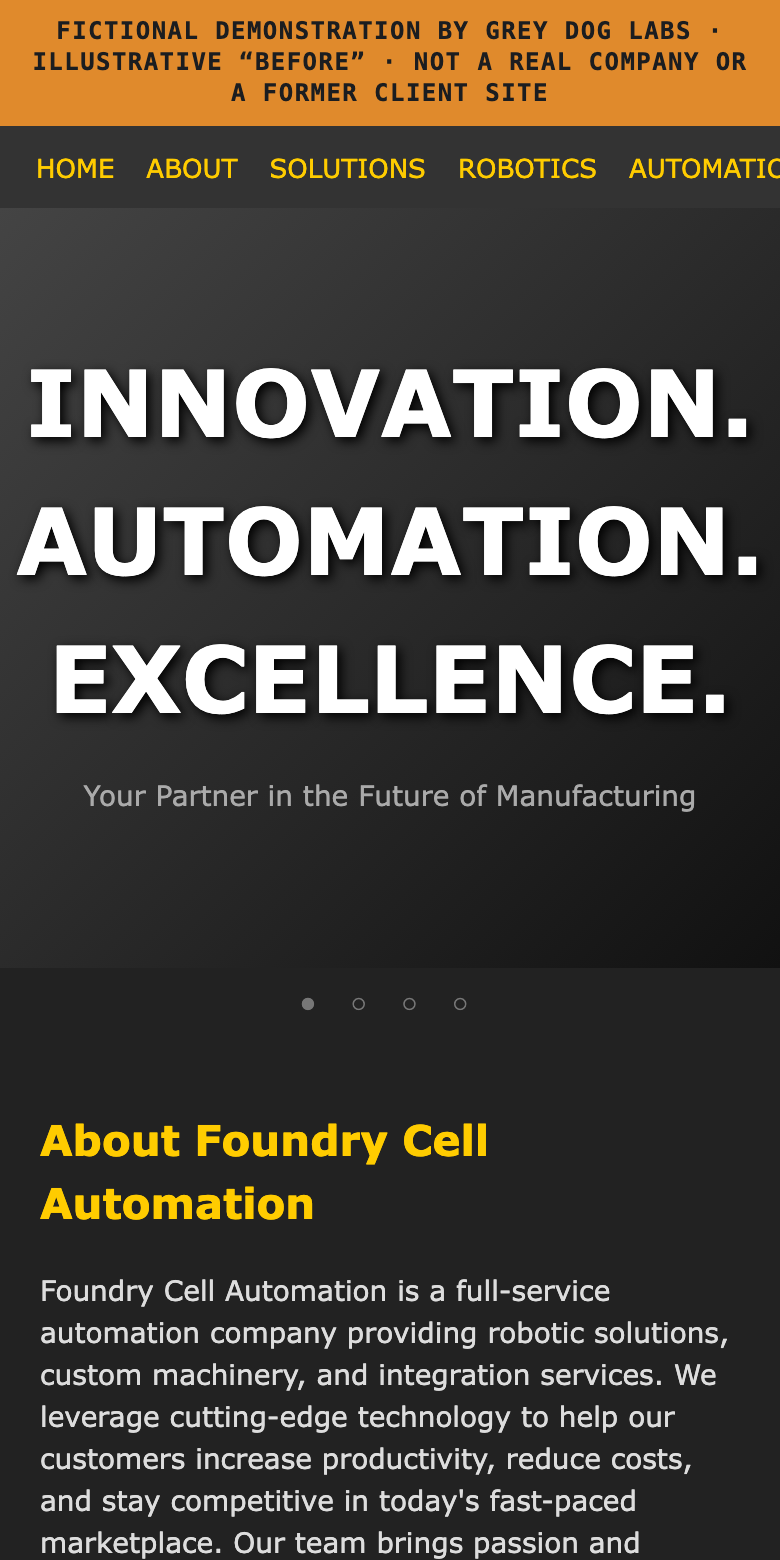 Mobile view of the fictional before page