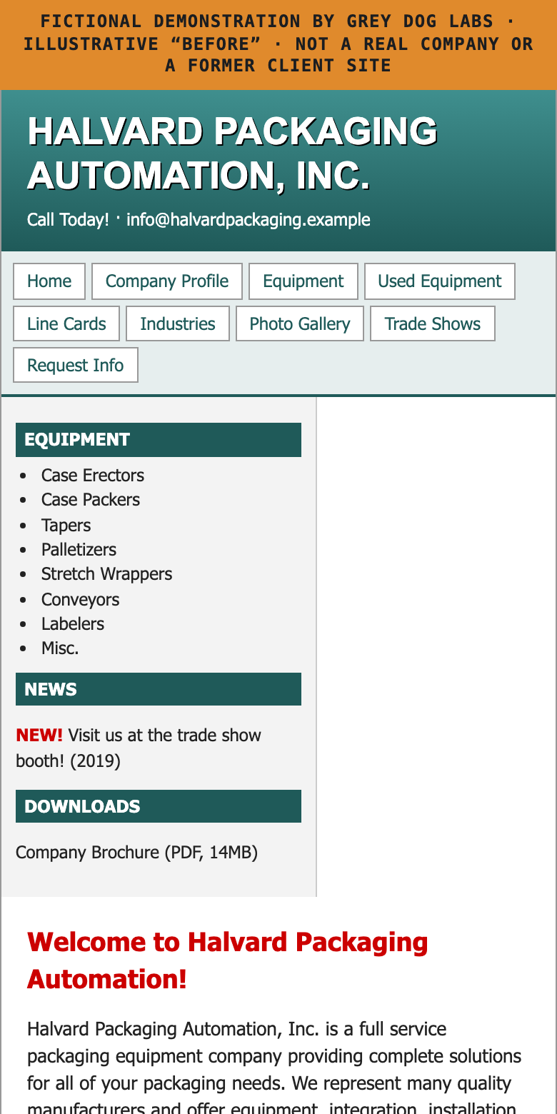 Mobile view of the fictional before page