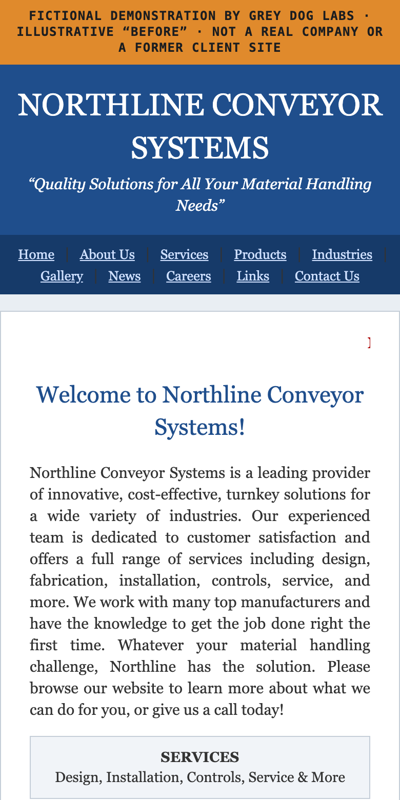 Mobile view of the fictional before page