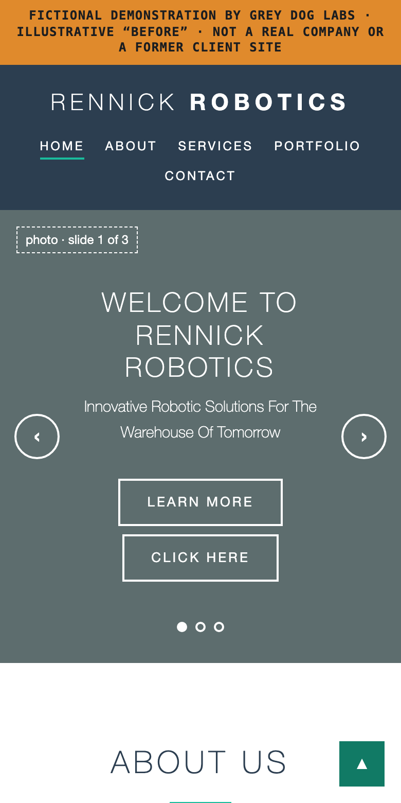 Mobile view of the fictional before page