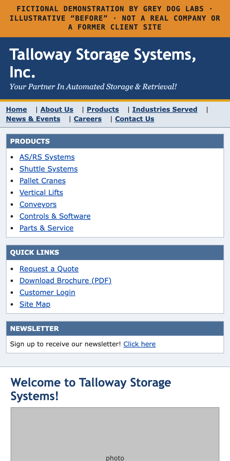 Mobile view of the fictional before page