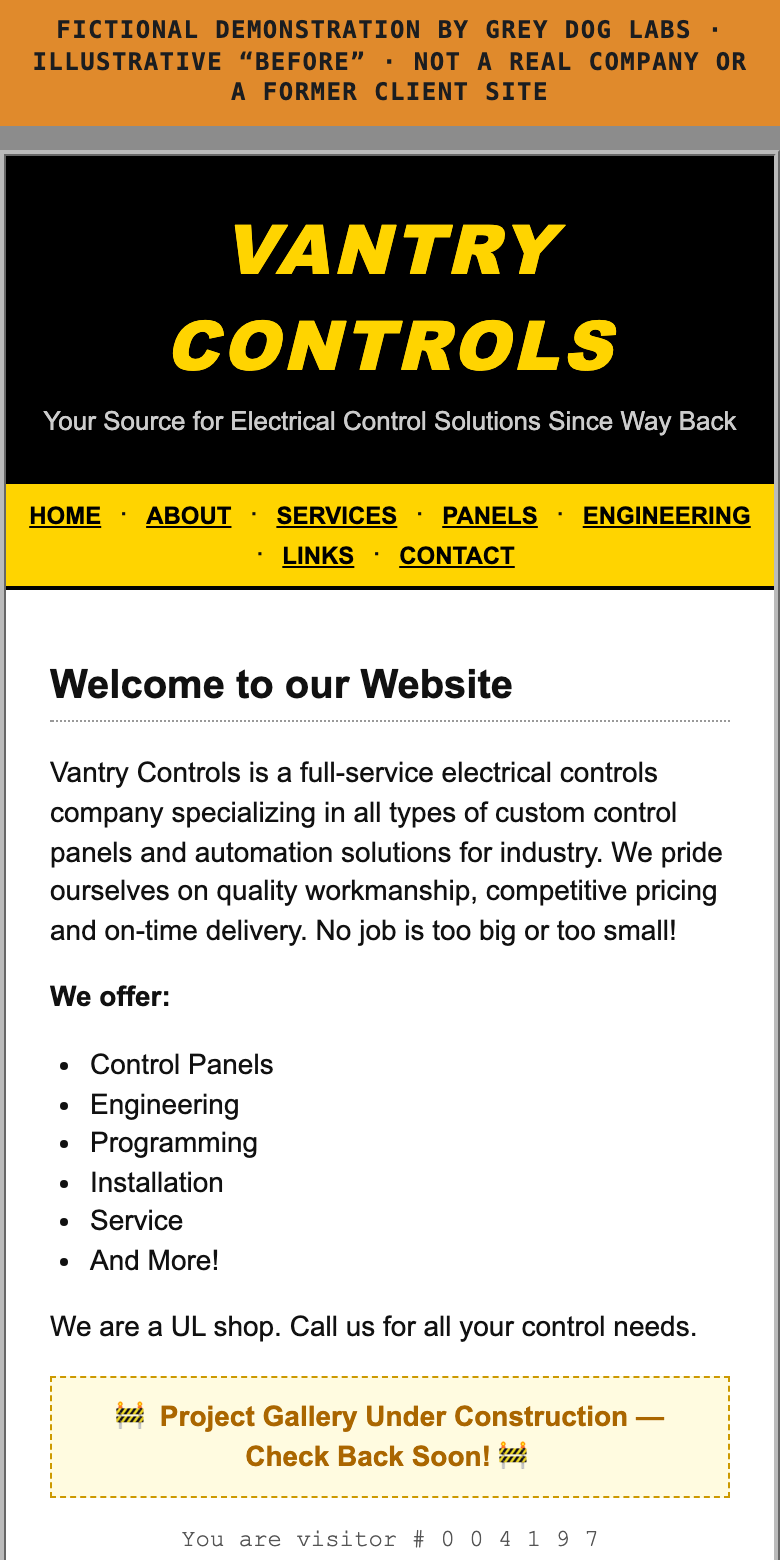 Mobile view of the fictional before page